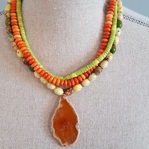 Semi-Precious Stone Necklace with Sterling Silver